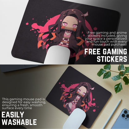 DEMON SLAYER - NEZUKO MOUSE PAD (9 X 7.5 INCHES) - GAMING AND OFFICE MOUSE PAD | RUBBER BASE MOUSE PAD