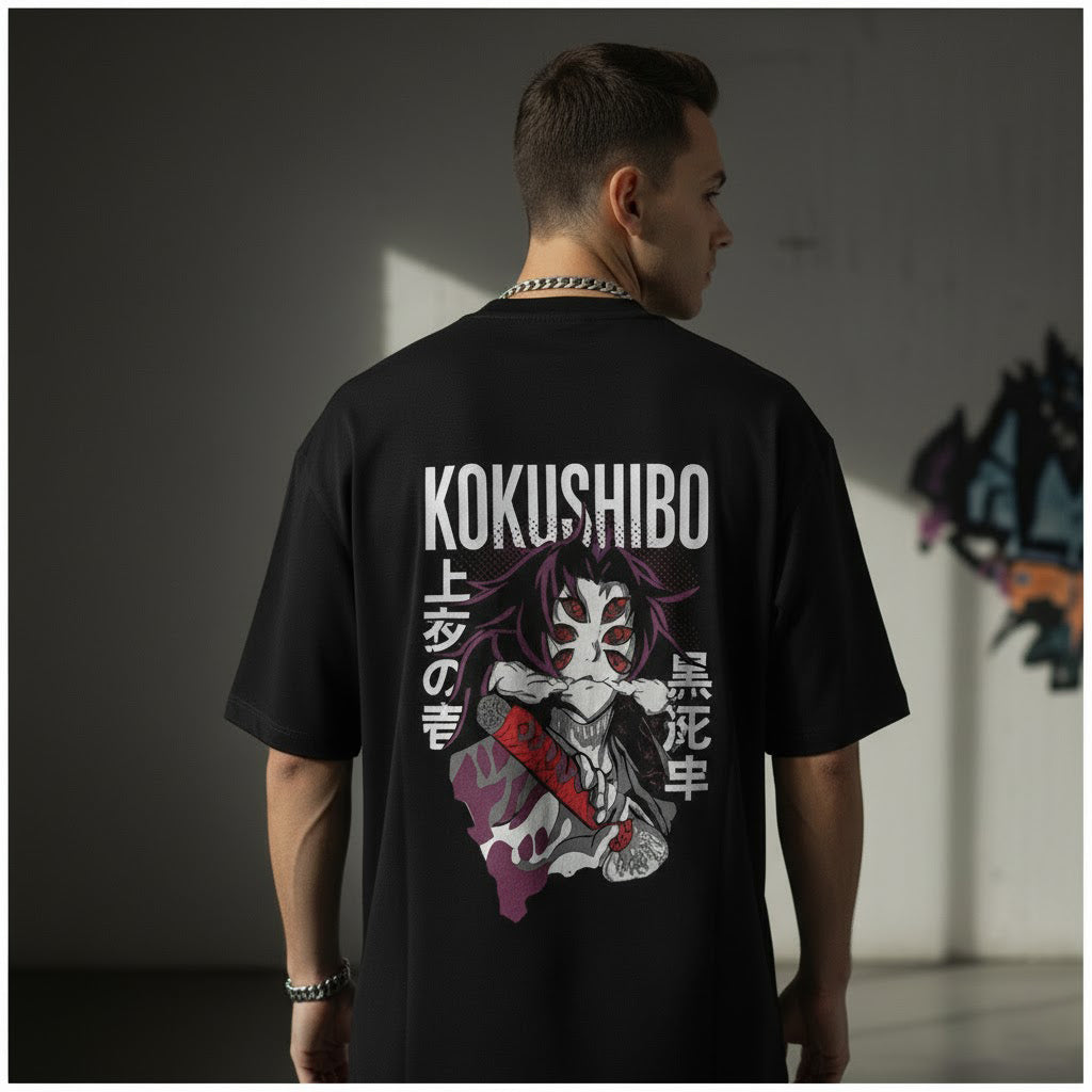(Demon Slayer) Kokushibo Oversized Streetwear Style T-shirt (100% PREMIUM COTTON)