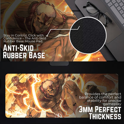 ARMORED TITAN AND COLOSSAL TITAN DESK MAT (31 X 12 INCHES) - GAMING MOUSE PAD | RUBBER BASE DESK MAT