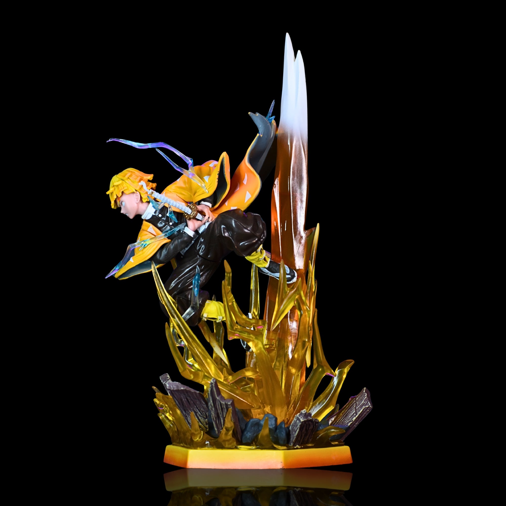 ZENITSU PREMIUM EDITION ACTION FIGURE WITH GLOWING EYES AND BRIGHT LED BASE (31 CM HEIGHT) - DEMON SLAYER
