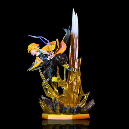 ZENITSU PREMIUM EDITION ACTION FIGURE WITH GLOWING EYES AND BRIGHT LED BASE (31 CM HEIGHT) - DEMON SLAYER