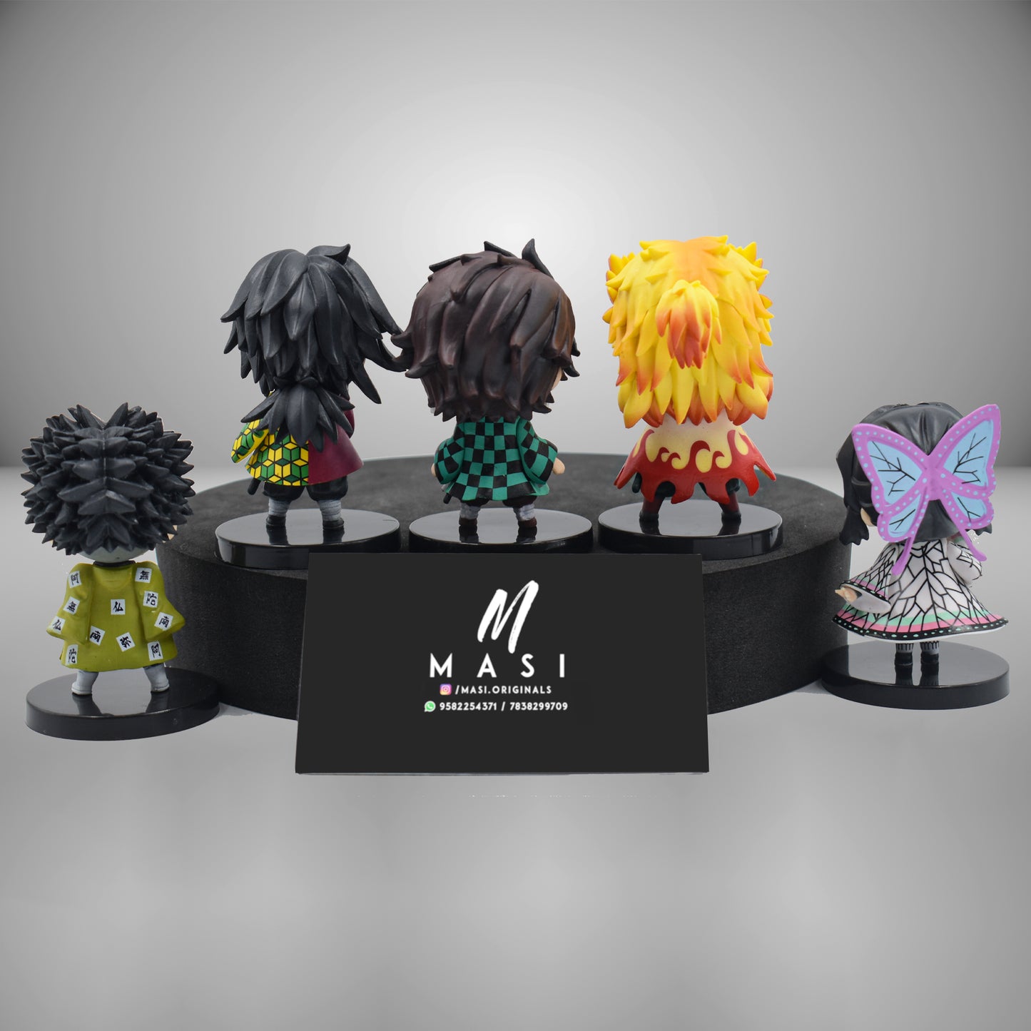 Demons Slayer Tanjiro Hashira Set Of 5 Mini Figures With Stand - 8 Cm Height (Hashira Mini Figurines)