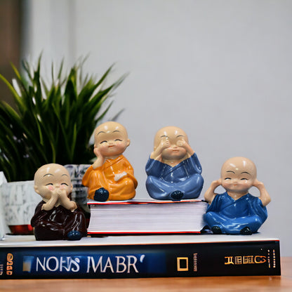 Sitting Monks Collection Pack Of 4 For Good Luck