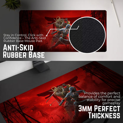 ASSASSIN CREED SHADOWS MOUSE PAD (23 X 11 INCHES) - GAMING MOUSE PAD | RUBBER BASE DESK MAT