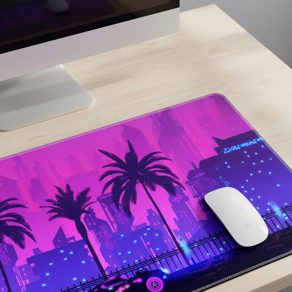 CYBERPUNK CITY MOUSE PAD (31 X 12 INCHES) - GAMING MOUSE PAD | RUBBER BASE DESK MAT