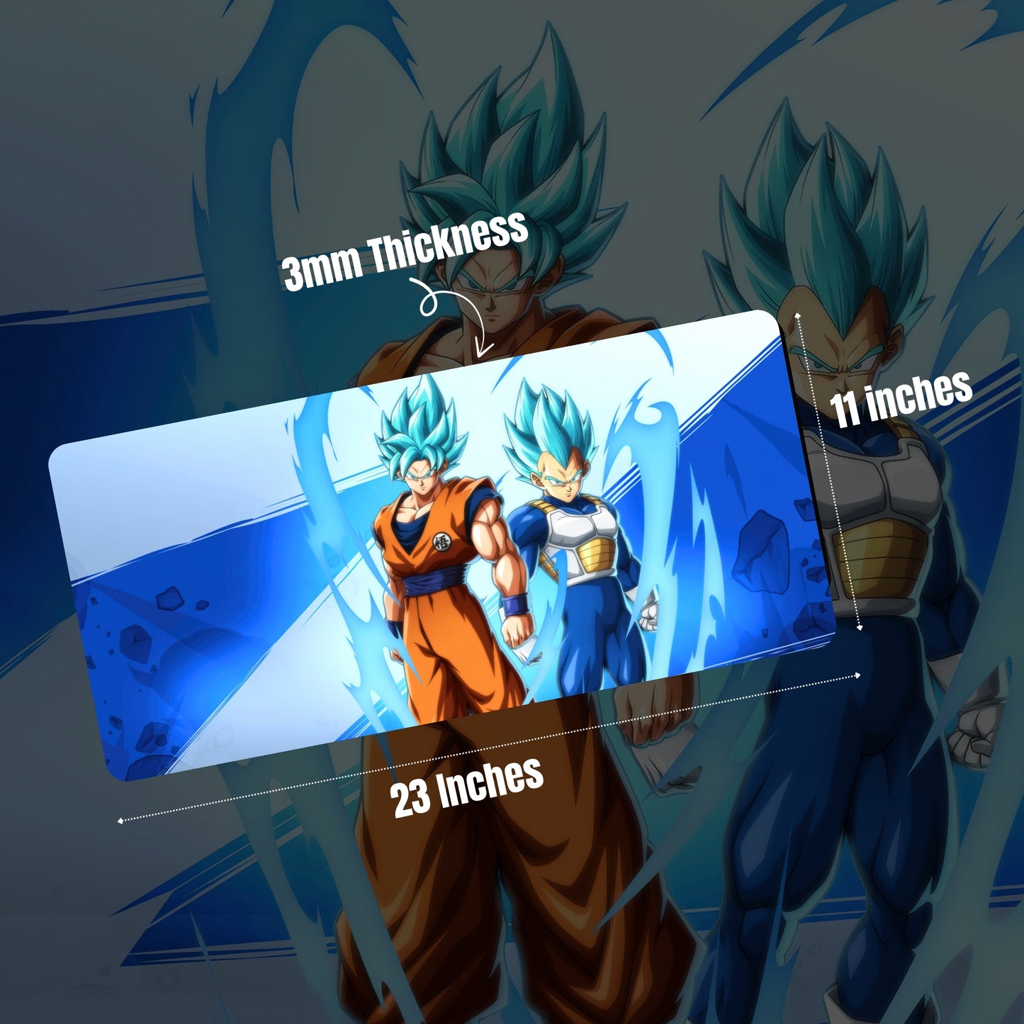 DRAGON BALL Z - GOKU & VEGETA MOUSE PAD (23 X 11 INCHES) - GAMING MOUSE PAD | RUBBER BASE DESK MAT