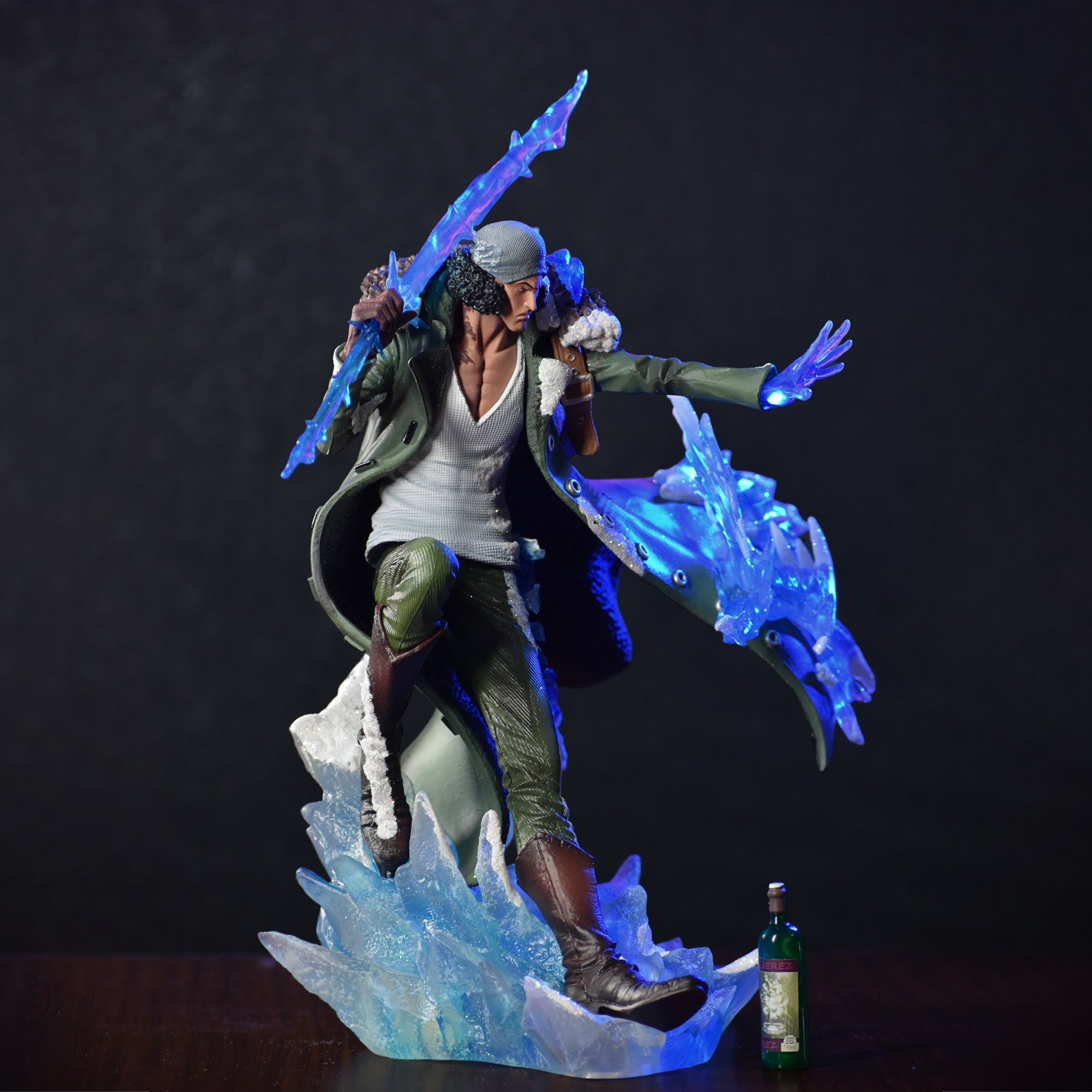 One Piece Aokiji Kuzan Premium Action Figure | Replaceable Head & Hands | LED Glowing Ice Base Anime Collectible Statue