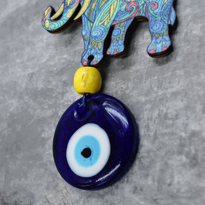 Evil Eye Turkish Hanging Accessories Home Kitchen Wall Decor Front Entrance Door Nazar Battu Good Luck Decorative Vastu Suraksha Drishti Bommai Showpiece Items (Elephant)