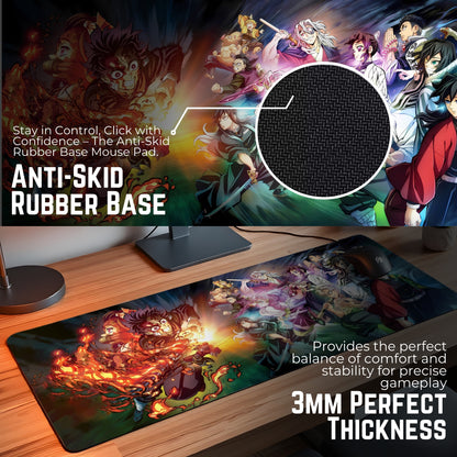 DEMON SLAYER INFINITY WAR DESK MAT (31 X 12 INCHES) GAMING MOUSE PAD | RUBBER BASE DESK MAT