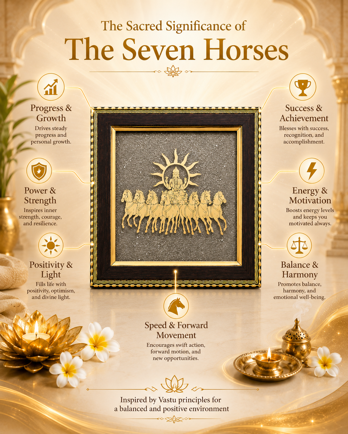 Surya Dev 7 Horses Prosperity Wall Frame - Vastu & Success Decorative Frame
