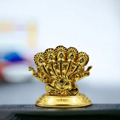 Panchmukhi Ganesh Ji Golden Metal Statue