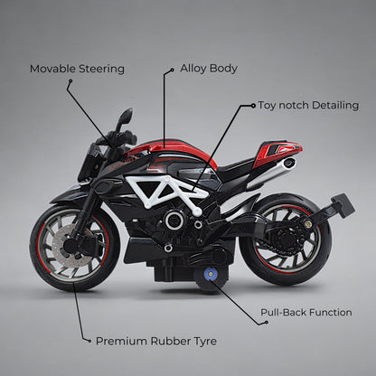 Super Sports Bike With Pull Back Function With Premium Detailings - Red