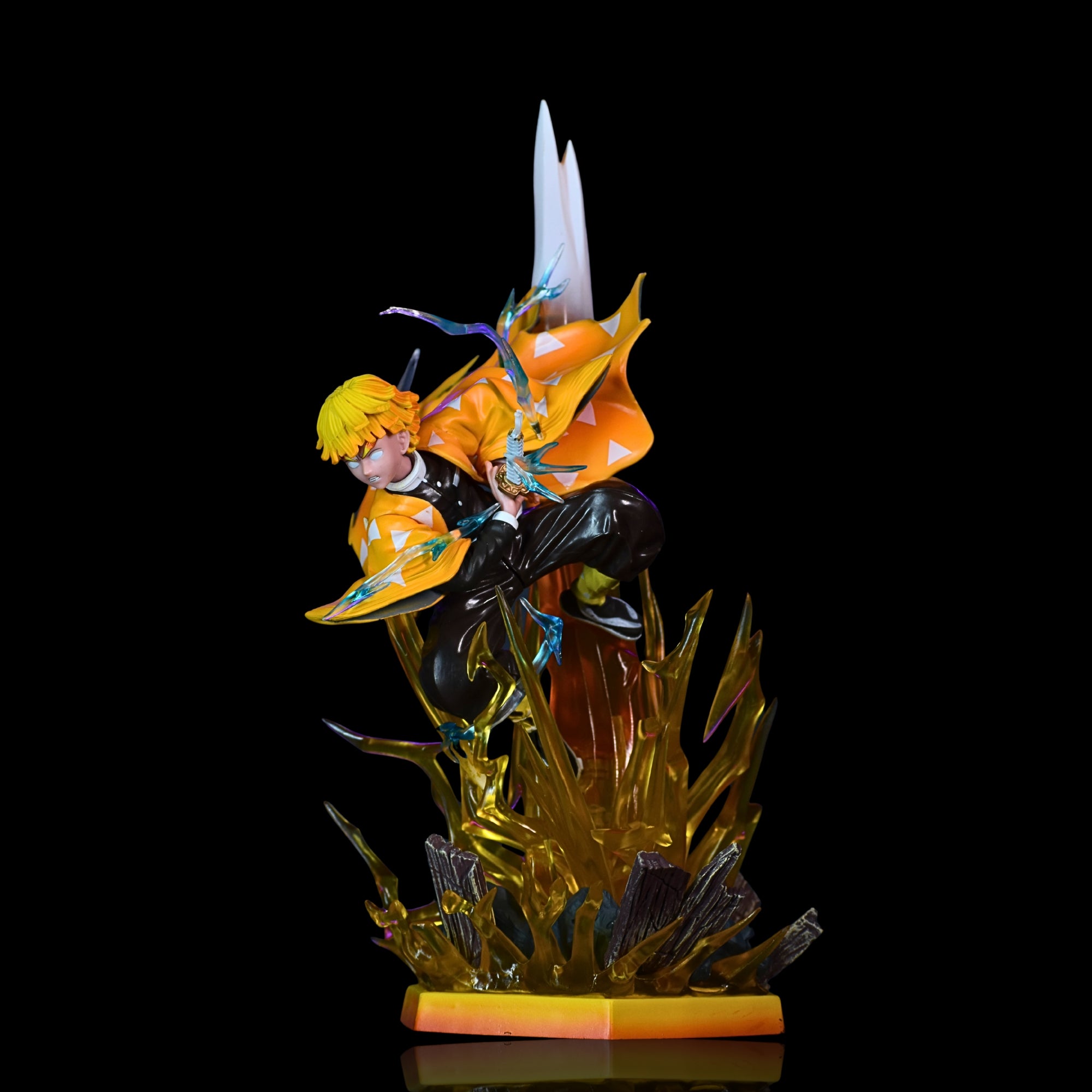 ZENITSU PREMIUM EDITION ACTION FIGURE WITH GLOWING EYES AND BRIGHT LED BASE (31 CM HEIGHT) - DEMON SLAYER