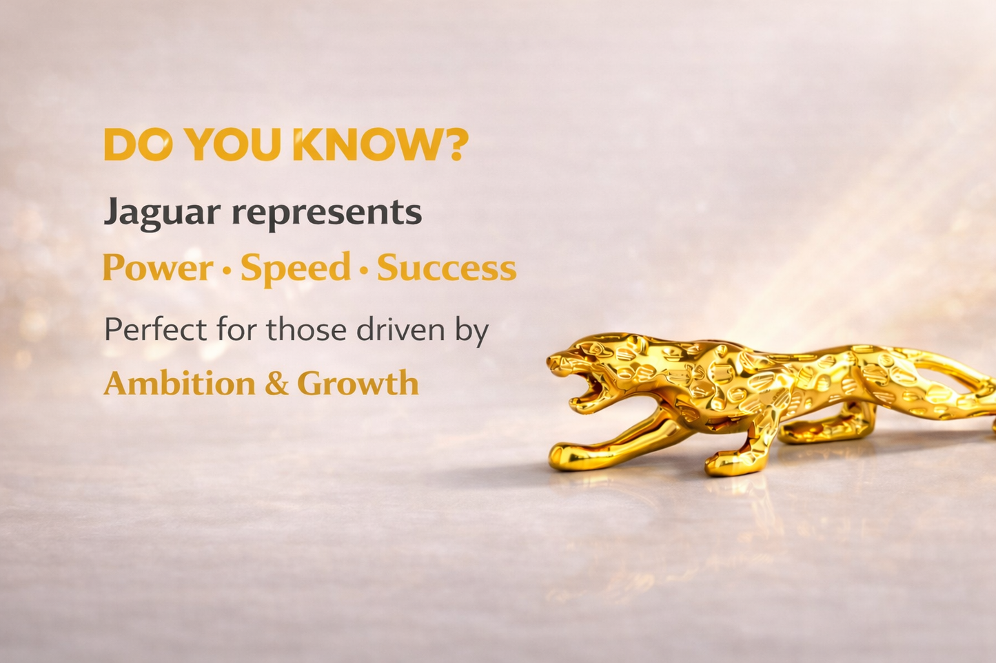 Golden Jaguar Showpiece (25 cm) - Symbol of Power, Speed & Success | Premium Home & Office Décor Gift