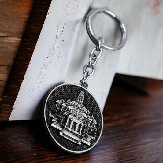 Ayodhya Jai Shree Ram - Ram Mandir Keychain Metal | Ram Mandir Keyring (Silver)