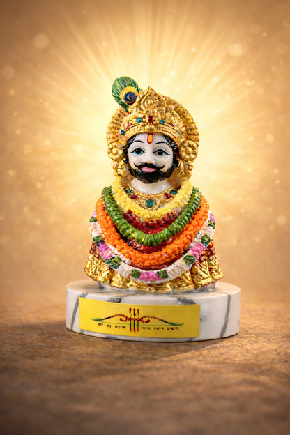 Khatu Shyam Ji Idol 10 cm - Premium Marble Finish Murti | Auspicious Gift for Home, Temple, Car Dashboard & Festive Gifting