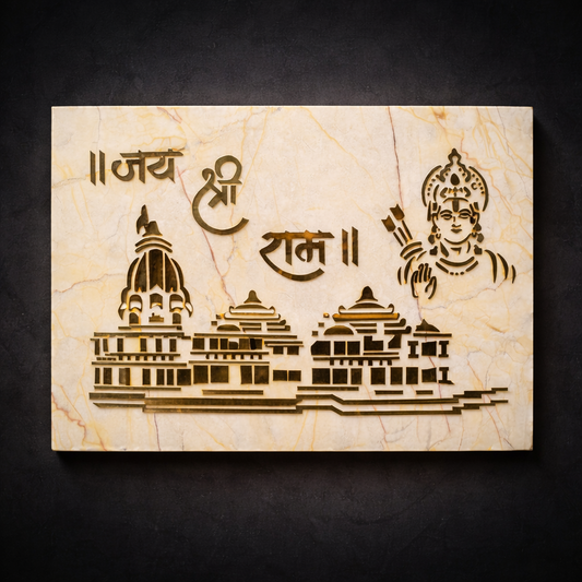 Jai Shree Ram Wall Décor - Premium Marble Finish Spiritual Wall Art for Home, Mandir & Living Room
