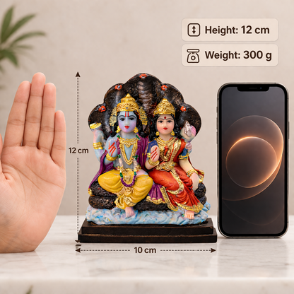 Lord Vishnu Lakshmi Idol on Sheshnaag - Premium Detailed Spiritual Murti