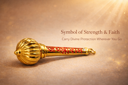 Jai Shree Ram Hanuman Gada Hanging - Golden Spiritual Vastu Door Decor for Home Entrance, Pooja Room & Positive Energy Protection
