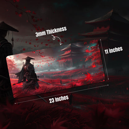 GHOST OF TSUSHIMA SAMURAI MOUSE PAD (23 X 11 INCHES) - GAMING MOUSE PAD | RUBBER BASE DESK MAT