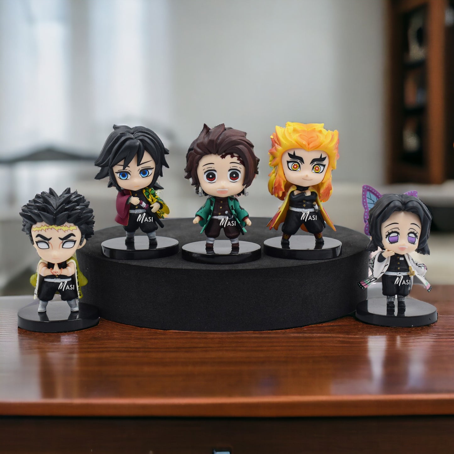 Demons Slayer Tanjiro Hashira Set Of 5 Mini Figures With Stand - 8 Cm Height (Hashira Mini Figurines)