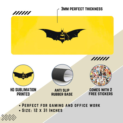 Batman Desk Mat (31 X 12 Inches) - Gaming Mouse Pad | Rubber Base Desk Mat