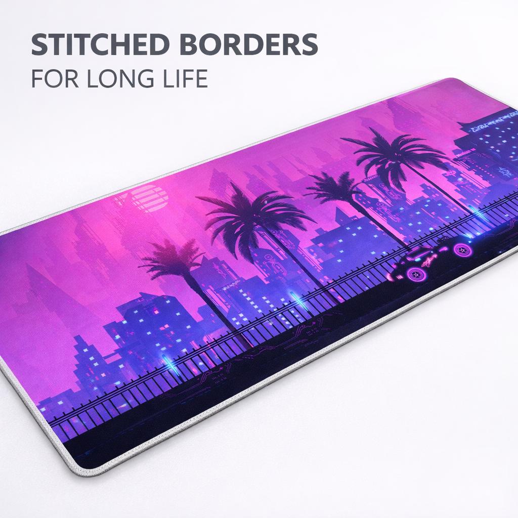 CYBERPUNK CITY MOUSE PAD (31 X 12 INCHES) - GAMING MOUSE PAD | RUBBER BASE DESK MAT