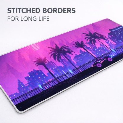 CYBERPUNK CITY MOUSE PAD (31 X 12 INCHES) - GAMING MOUSE PAD | RUBBER BASE DESK MAT