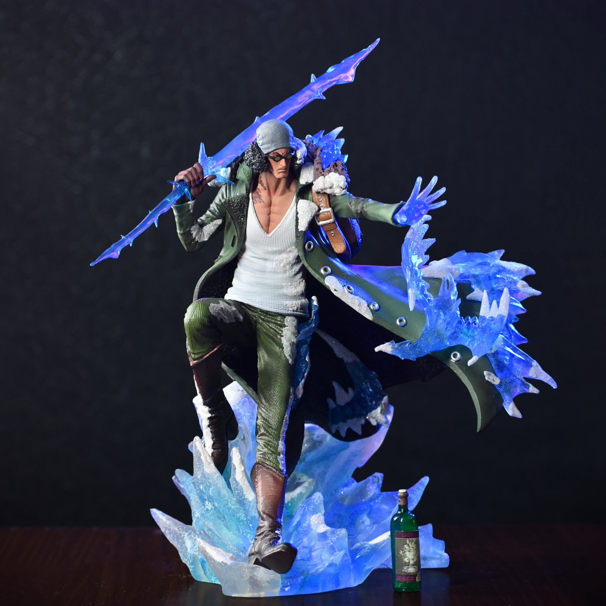 One Piece Aokiji Kuzan Premium Action Figure | Replaceable Head & Hands | LED Glowing Ice Base Anime Collectible Statue