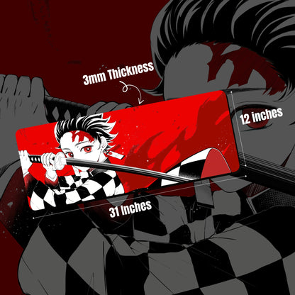 TANJIRO ICONIC DESK MAT (31 X 12 INCHES) - GAMING MOUSE PAD | RUBBER DESK MAT