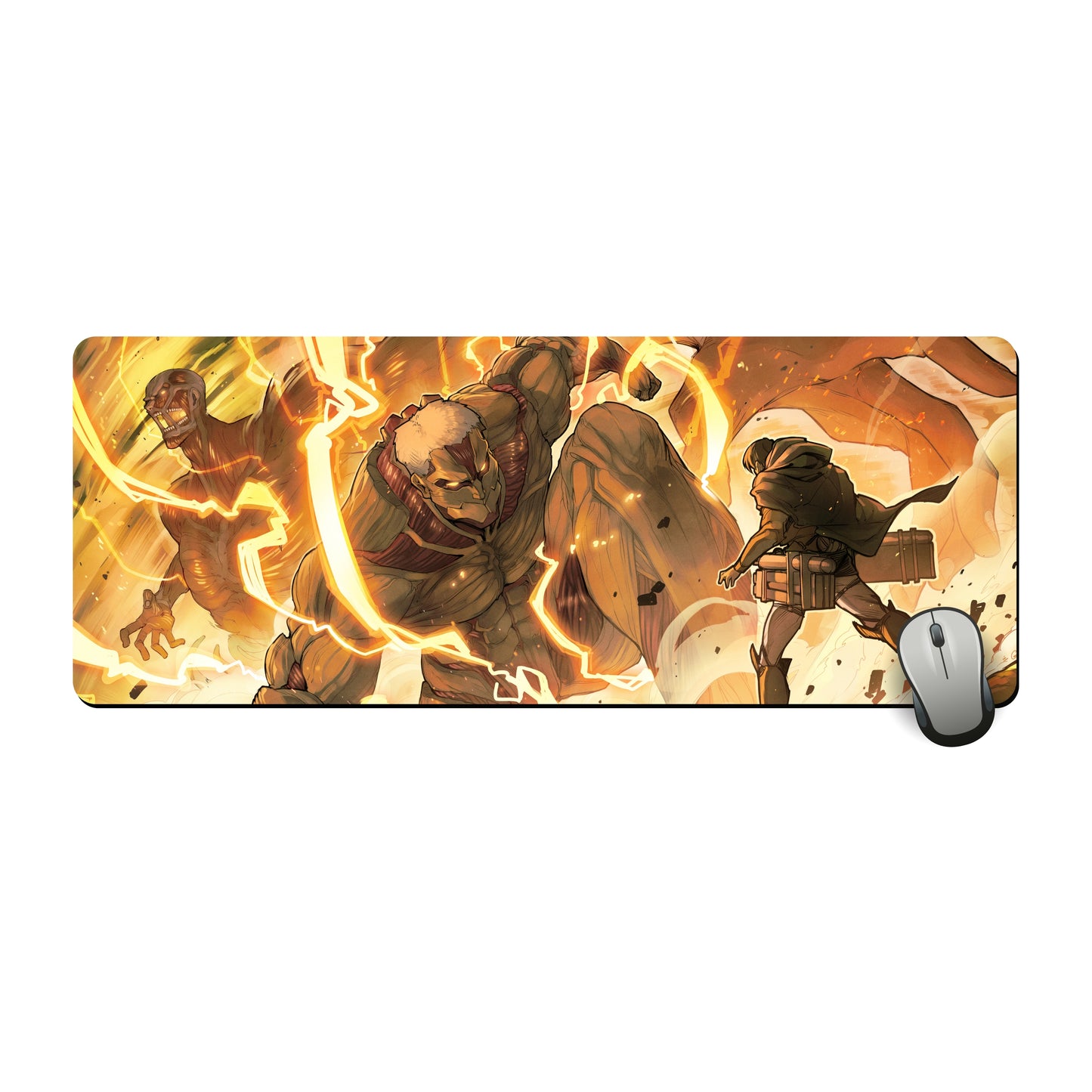 ARMORED TITAN AND COLOSSAL TITAN DESK MAT (31 X 12 INCHES) - GAMING MOUSE PAD | RUBBER BASE DESK MAT
