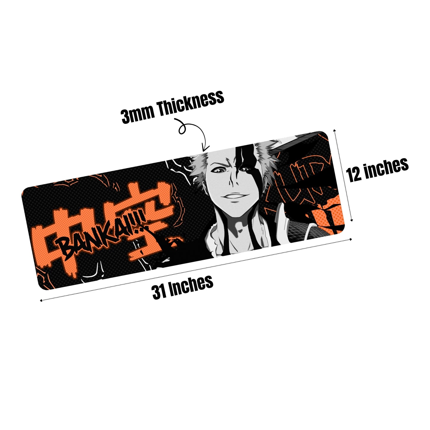 (BLEACH) ICHIGO KUROSAKI PREMIUM EDITION DESK MAT (31 X 12 INCHES) - GAMING MOUSE PAD | RUBBER BASE DESK MAT