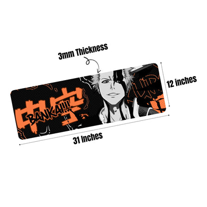 (BLEACH) ICHIGO KUROSAKI PREMIUM EDITION DESK MAT (31 X 12 INCHES) - GAMING MOUSE PAD | RUBBER BASE DESK MAT