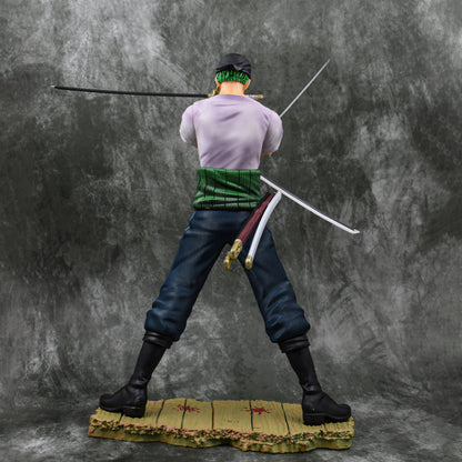 RORONOA ZORO THREE SWORD STYLE ICONIC ACTION FIGURE WIHT 2 REPLACEABLE HEADS (28 CM HEIGHT) - ONE PIECE