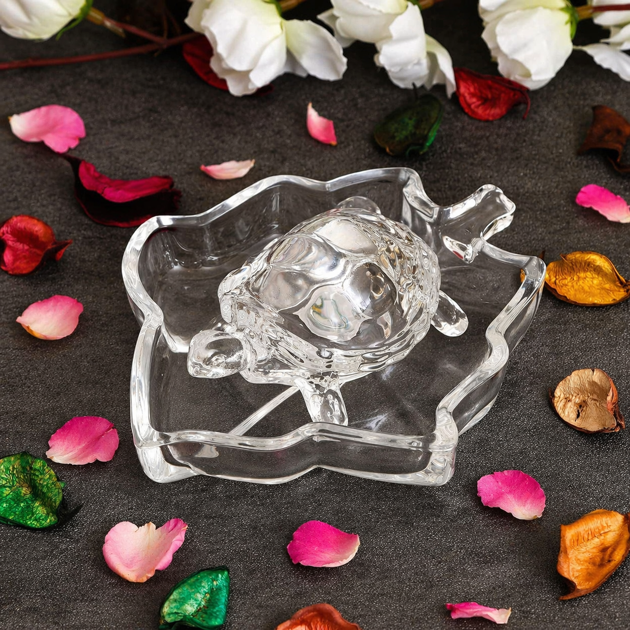 Crystal Glass Turtle Showpiece - Symbol of Good Luck, Stability & Prosperity | Premium Home & Office Decor