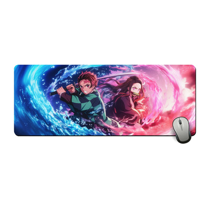 TANJIRO AND NEZUKO DUO DESK MAT (31 X 12 INCHES) - GAMING MOUSE PAD | RUBBER DESK MAT