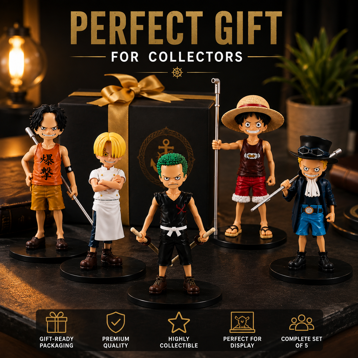 One Piece Pirate Crew Action Figure Set with Accessories (Pack of 5)