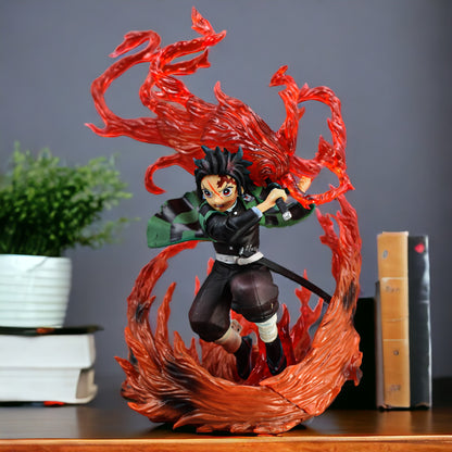 Demon Slayer Tanjiro Kamado Fire Breathing Attack Hinokami Kagura Action Figure 22 Cm