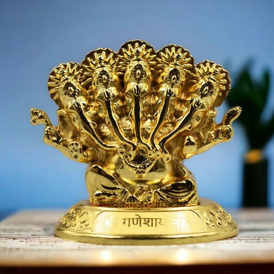 Panchmukhi Ganesh Ji Golden Metal Statue