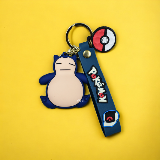 Snorlax Sleeping Silicin Rubber Keychain With Strap - Pokemon