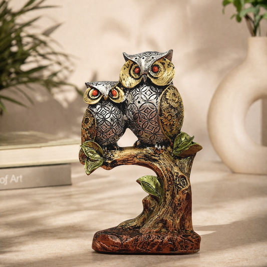 Decorative Owl Showpiece - Symbol of Wisdom & Good Luck | Elegant Table Accent for Living Room, Office & Gifting