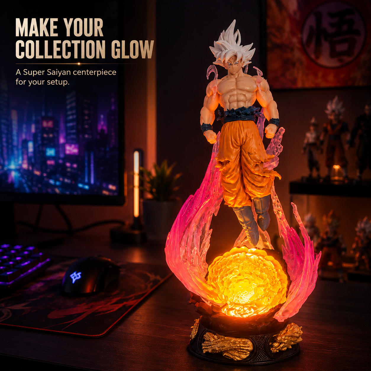 LED SON GOKU "ULTRA INSTINCT" FIGURE | DRAGON BALL Z | 24 CM