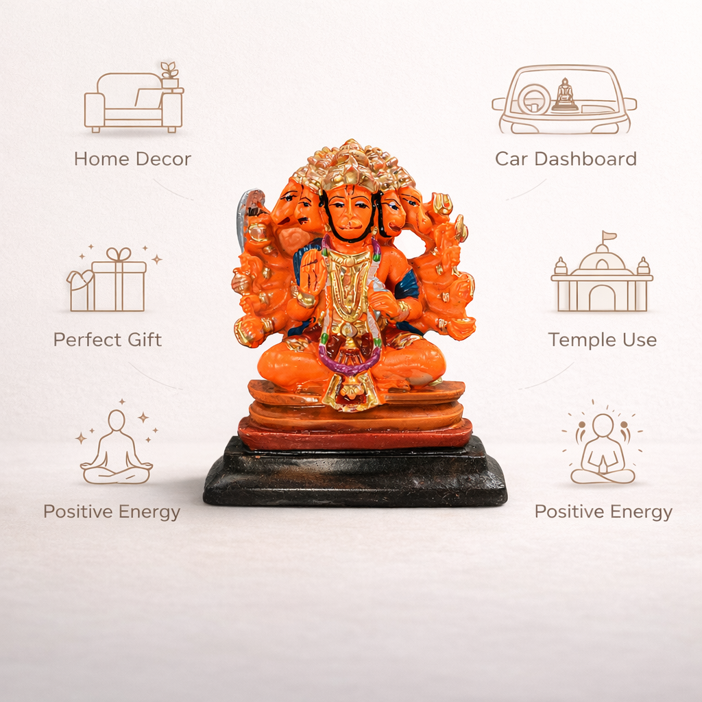 Panchmukhi Hanuman Idol (13 cm) - Protection & Positive Energy