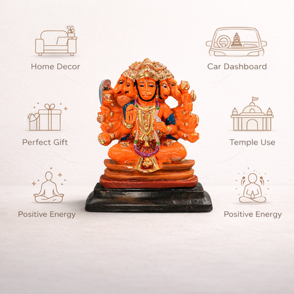 Panchmukhi Hanuman Idol (13 cm) - Protection & Positive Energy