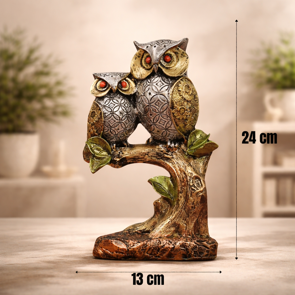 Decorative Owl Showpiece - Symbol of Wisdom & Good Luck | Elegant Table Accent for Living Room, Office & Gifting