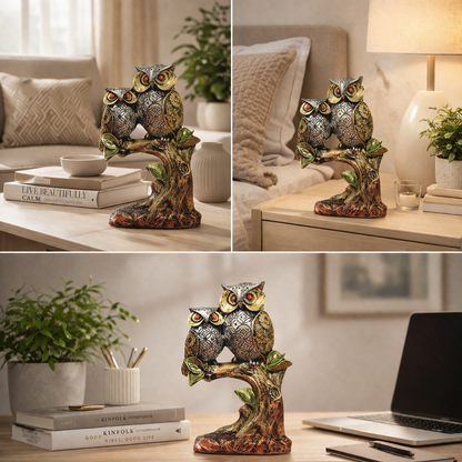 Decorative Owl Showpiece - Symbol of Wisdom & Good Luck | Elegant Table Accent for Living Room, Office & Gifting