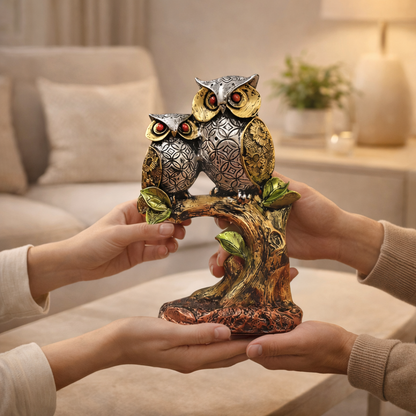 Decorative Owl Showpiece - Symbol of Wisdom & Good Luck | Elegant Table Accent for Living Room, Office & Gifting